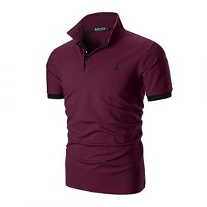 AIOIDI Polo Coton à Manches Courtes pour Homme avec Broderie Girafe Rugby T-Shirt,Rouge,4XL (AIOIDI, neuf)