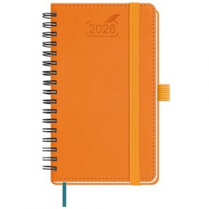 BEZEND Petit Agenda 2026 Semainier de Poche 15,5 x 9 cm, janvier à décembre 2026 (12 mois) avec Spirale Couverture Souple en Cuir PU, Orange (Bezend, neuf)