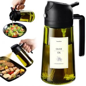 TrendPlain Spray Huile Cuisine 470ml &ndash; Vaporisateur Huile Air Fryer 2-en-1 pour Cuisson, Salades, Vinaigre et Accessoire Cuisine avec Stickers, Protection Contre la Lumi&egrave;re - Noir (TrendPlain, neuf)