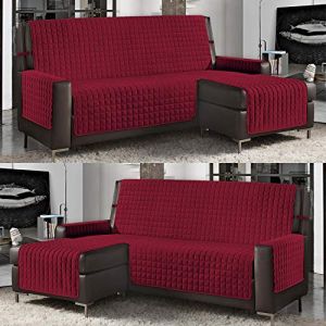 Banzaii Housse de Canapé d’Angle Réversible Matelassée avec Méridien Gauche/Droite - Protège Canapé Anti-Taches en Forme de L 2 Places 190 cm, Bordeaux (banzaii, neuf)