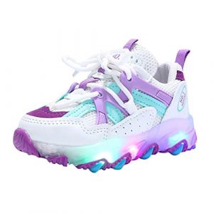 Basket Lumineuse Enfant Garcon Fille Chausson Léger Respirant Basket Running Chaussures De Sport Led Mesh Sneakers Enfant Antiderapantes Chaussures De Skateboard Outdoor Gymnastique (Denlv, neuf)