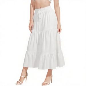 DiULi Jupe Longue Femme Blanc &Eacute;vas&eacute;e Haute Taille - Jupe Boh&egrave;me L&eacute;g&egrave;re &Eacute;t&eacute; Plage Vacances Robe Longue Femme - M (Cinye, neuf)