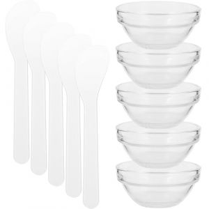 ULTECHNOVO Bol M&eacute;langeur Pour Masque Visage En Verre &Eacute;pais, Kit B&acirc;tonnets Pour Soins Cosm&eacute;tiques Maison, Bol Solide Et Portable Pour Spa Et Beaut&eacute; (Chad Bi, neuf)