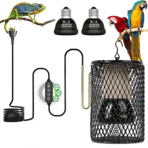 Calenxy Lampe Chauffante pour Reptiles, Lampe Chauffante Tortue avec Panier de Protection & Minuterie, Temp&eacute;rature R&eacute;glable (2 Ampoules C&eacute;ramiques 50W/75W) &ndash; Pour Tortue, Oiseaux, Cam&eacute;l&eacute;on, L&eacute;zard (CARS TRUCKS ONLINE, neuf)