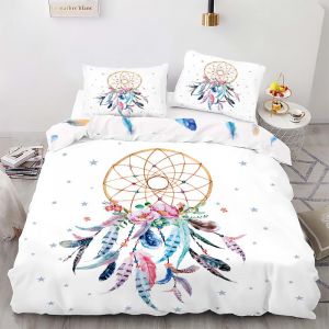 Housse de Couette 160x200 Fille Attrape R&ecirc;ve Rose Ensemble De Literie Imprim&eacute;es R&eacute;versibles Parure de lit Doux Microfibre Housses de Couettes avec Fermeture &Eacute;clair Avec 2 Taie D'Oreiller 65x65 cm (Cqian, neuf)