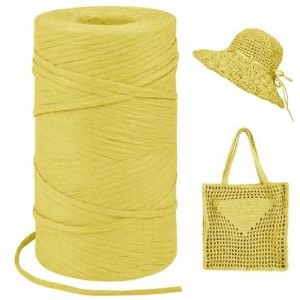 LEREATI Rafia Naturel Bobine 3mm x 300m Raphia à Crocheter Rafia Crochet, Fil de Raphia à Crocheter pour Sac, Chapeau, Paniers, Emballage Cadeau, Bricolage Décoration (Jaune) (LEREATI, neuf)