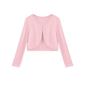 Arshiner Filles Cardigan Manches Longues D&eacute;collet&eacute; en V Knitted Cardigan Bolero Veste Bolero avec Patte de Boutonnage Devant Rose 140 (Arshiner Store, neuf)