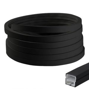 Profil&eacute; en silicone LED noir - 3 m - Bande LED flexible - Canal diffuseur - 12 x 12 mm - Pour panneaux acoustiques - Avec embouts et clips de montage - &Eacute;tanche - Pour lumi&egrave;re n&eacute;on homog&egrave;ne (noir, 3 m) (wuhanyaoyoudianzikejiyouxiangongsi, neuf)