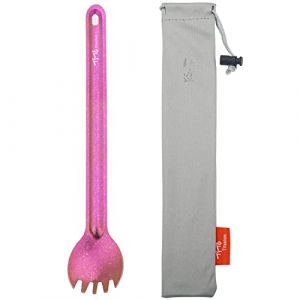 TiTo Titanium Cuill&egrave;re et Fourchette &agrave; Long Manche Ultra L&eacute;ger et Portable Titane Spork Cuill&egrave;re Couverts avec Sac pour Camping Randonn&eacute;e Pique-Nique Ustensiles Cuisine(Rose Brillante Spork) (TiTo Titanium, neuf)