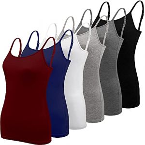 BQTQ Lot de 6 Caraco Basique à Bretelles réglables pour Femme et Fille (Noir, Blanc, Gris, Bleu Marine, Rouge Foncé, Gris Foncé, S) (BQTQ EU, neuf)