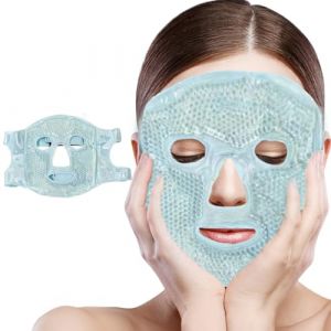 KOLZEMV Masque Froid pour le Visage, masque visage froid, Masque Yeux Froid, Masque Facial en Gel Réutilisable de Compresse Chaud et Froid, pour Soulager Migraines, Soins des Yeux et Visage（bleu） (ZHAO CI YK, neuf)