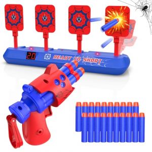Cible Nerf avec Pistolet Enfant, Jeu Cible Tir Cible Electronique avec Effet Sonore 20 Fléchettes Pistolet Jouet Garçon Fille 3 4 5 6 7 8 9 Ans Jeux Extérieur Jardin Cadeaux Noël Anniversaire Pâques (iLja, neuf)