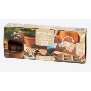 Lot de 24 Pastilles de Terreau Compressé en Fibre de Coco - Gonfle jusqu'a 30Ml - Fleur Jardin - 745 (✅Abrakado✅, neuf)