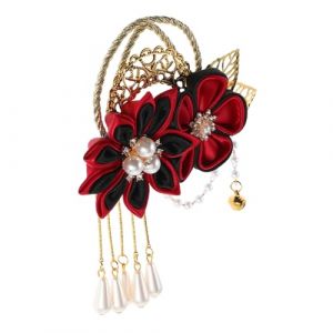 Hohopeti Barrette à Pompon Vintage avec Fleurs Style Chinois Épingle Latérale pour Coiffure Hanfu et Costume Asiatique Traditionnel (Orcchid, neuf)