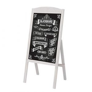 unho Panneau Publicitaire Extétieur 90x42.5cm, Tableau Noir Sur Pied Magnétique en Bois Avec 2 Aimants et 2 Chiffons, Chevalet Ardoise Trottoir pour Restaurant Café Bar Bistrot (Gris) (UNHO, neuf)