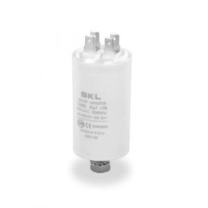 DEKAROX Condensateur universel 15 µF 450 V Ø 40 x 70 mm avec cosses enfichables AMP 6,3 mm Vis de fixation M8 CBB60 Condensateur de démarrage et de course du moteur pour appareils électroménagers (Dekarox, neuf)