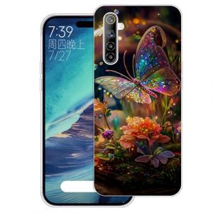 WUACYEAMING Coque pour Realme 6i Pouces,Anti-Jaunissement &Eacute;tui de Protection Antichoc,Motif &Eacute;tui Finition Premium Silicone Housse Cover TPU Transparente-(Fleurs Papillons) (WUACYEAMING, neuf)