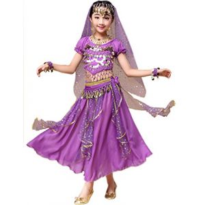 Astage Déguisement Indien Bollywood Oriental Costume Carnaval Halloween Violettsmall (Dance voice, neuf)