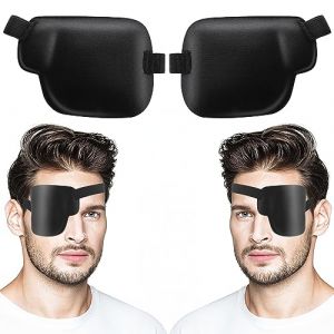 Bewudy Lot de 2 patchs oculaires pour adultes et enfants, cache-œil 3D noir réglable pour œil paresseux, amblyopie, strabisme et après une chirurgie (œil gauche droit) (JIESUO, neuf)