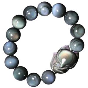 Bracelet Feng Shui, bracelet de richesse Feng Shui, œil arc-en-ciel, obsidienne, grosse tête de renard, dieu, porte-bonheur, bracelet en cristal, chakra, quartz, amulette, talisman for l'amour, le mar (WjuBxguo, neuf)