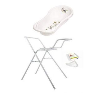 Baignoire Bébé XXL 100 cm Funny Farm Blanc + Stands de Bain + Tuyau D’Écoulement (kinderwelt-strausberg Preise inkl. MwSt., neuf)