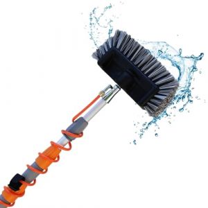 Aquascopic Perche Télescopique avec Brosse 5 surfaces perméable à l’eau et Tuyau d'eau spirale Externe - Nettoyeur de vitres et panneaux solaires réglable en hauteur - Jusqu'à 8m (Lirrco, neuf)