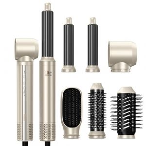 Hair Styler 6 en 1 Airbrush 6 en 1 Air Styler avec Seche Cheveux, Brosse Seche Cheveux, Boucleur Cheveux, Brosse Lissante Cheveux, Airbrush Cheveux pour Sécher, Boucler, Lisser, Pelucheux, 110000 RPM (SHUANG DING XIN, neuf)