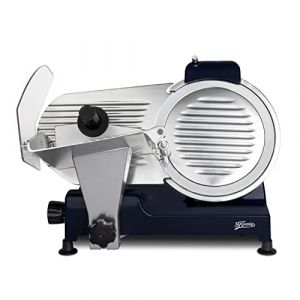 H.Koenig Trancheuse &eacute;lectrique &agrave; jambon, viande, saucisson, charcuterie MSX256, professionnelle, pr&eacute;cise, &eacute;paisseur de la coupe 0-12 mm, lame italienne 25 cm, aiguiseur int&eacute;gr&eacute;, large plateau, 282 rpm (HomeHome by A, neuf)