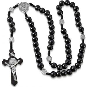 GVEYIQK Collier Chapelet en Bois, Collier Chapelet Croix Catholique, Colliers de Cha&icirc;ne de Rosaire Catholiques, pour Communion Religieuse des Chr&eacute;tiens Catholiques, Bapt&ecirc;me, Messe, Bible (REN JIE DE DIAN, neuf)