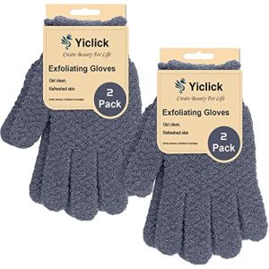 Yiclick 4 Pièces Gant Exfoliant Corps Hammam, Gant Gommage Visage Corps, Gant Exfoliant Soie Pour le Corps, Body Scrub, Gant de Toilette, Fleur de Douche, Eponge Corps Loofah Bain Brosse (ZK-Future, neuf)