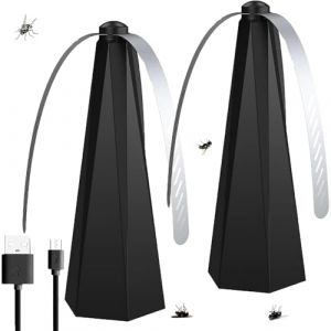Ventilateur anti mouche de table – Ventilateur mouche portable, silencieux, matière ABS, USB/piles, pivote 360° – Chasse mouche de table efficace pour pique‑nique, barbecue, camping (2PCS) (Htianyi-eu, neuf)