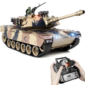 Supdex Tank Telecommande M1A2 Abrams 1:18, Tank Militaire T&eacute;l&eacute;command&eacute; Adulte avec Recul, Fum&eacute;e, Lumi&egrave;res, Sons, Maquette Char de Combat, Tire Billes Airsoft, V&eacute;hicule Arm&eacute;e Enfant et Adulte (YuuDelvv, neuf)