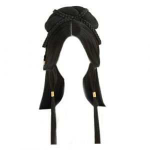 Perruque Hanfus longue noire tress&eacute;e traditionnelle pour femme, perruque synth&eacute;tique asiatique, costume chinois pour filles, asiatique, japonaise, costume chinois (thouandWei, neuf)