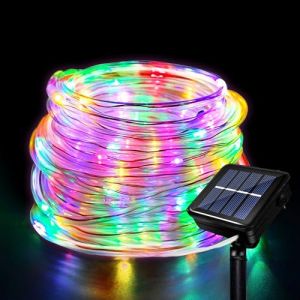 Hulaiyaa Tube Lumineux Solaire Extérieur, Étanche Guirlande Lumineuse Tube 12 Mètre 8 Modes 100 LED Solaire Tube Lumineux Solaire Lumineux pour Jardin Piscine Mariage Fête de Noël Décorations (HLDire, neuf)