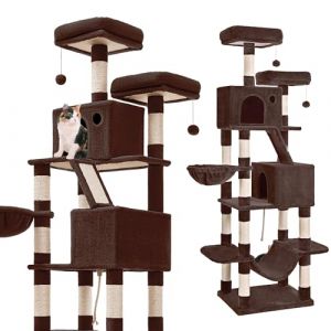 Gaczoo &ndash; Arbre &agrave; Chat &ndash; Griffoir pour Chat &ndash; 60 x 50 x 206 cm &ndash; Arbre &agrave; Griffes, Multi-Niveaux - Niches, Plateformes & Colonnes en Sisal &ndash; l&rsquo;Entretien des Griffes & la D&eacute;tente &ndash; Marron (Gaczoo, neuf)