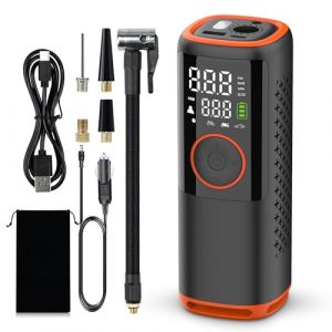 RevoteQ Compresseur d'air Portable 150 PSI gonfleur de pneus de Voiture gonfleur électrique sans Fil pour Voiture vélo Matelas et Balle Mini compresseur avec écran LED Rechargeable par USB (InspirbyencoR, neuf)