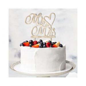 GIDWRIY Decoration Gateau Mariage Bois,Figurine Gateau Mariage Bois,Cake Topper Mariages,Wedding Cake Topper Personnalisé,Décoration pour Gâteau de Mariages,Cake Toppers Bapteme pour Fiançailles (GOLDEN COVE 2025, neuf)