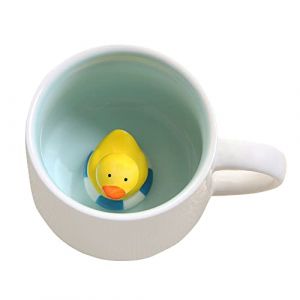 Tasse à café mignonne,Tasses en céramique de thé au lait Kawaii,Cadeau de tasse du matin animal 3D pour Mariages,Anniversaires (Grand canard) (MengCat, neuf)