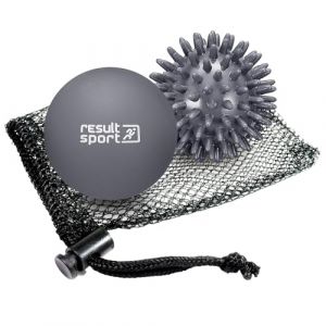 ResultSport Balle de massage lacrosse pour la r&eacute;cup&eacute;ration de la fasciite plantaire, massage des points de d&eacute;clenchement (Picot & Lacrosse - Grise, Picot/Lacrosse - 2 Bolas) (ResultSport, neuf)