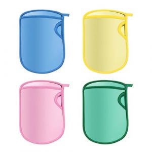 Gants de Douche | 4 Paire Gants Exfoliants Doux | Moufles R&eacute;utilisables S&eacute;chage Rapide Peau Sensible Nettoyage Massage Qualit&eacute; Spa Gar&ccedil;on Fille Voyage Trousse De Toilette (saytians, neuf)