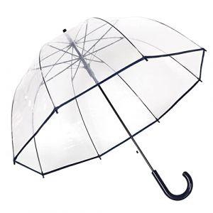 ThreeH Parapluie dôme transparent Léger et résistant au vent Bulle transparente Ouverture automatique Parapluie de pluie pour les mariages,Noir (ThreeH, neuf)