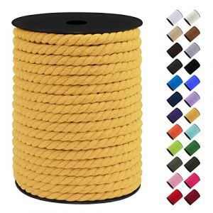 LEREATI Corde Macramé 8mm, 40m Fil Macramé Ficelle Corde Cordon Coton Naturelle, Grosse Corde Douce pour DIY, Porte Plante Mural, Jardin Décoration, Artisanat (Jaune) (LEREATI, neuf)