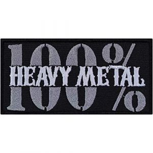 Écusson Thermocollant "100% Heavy Metal " | Patch de biker, thrash et death | Patch pour festival à coudre ou à repasser | Applique pour jeans et tissus | 100x50mm (EXPRESS-STICKEREI, neuf)