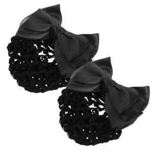 Homoyoyo Filets &agrave; Chignon N&oelig;ud Noir 2 Pi&egrave;ces Filet &agrave; Cheveux Pour Femmes Professionnelles Infirmi&egrave;res H&ocirc;tesses &Eacute;tudiantes Travail Bureau (S Wisdom HF, neuf)