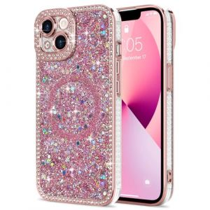 Lafunda Coque Compatible avec iPhone 13 Paillette Cristal Antichoc Étui avec Brillante Diamont pour Femmes et Filles Coque de Protection pour iPhone 13 Rose (ukyisizan, neuf)