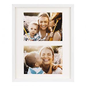 Cadre photo pêle-mêle, 28 x 35 cm Cadre Multi Photo avec Passe-Partout pour 2 photos 15 x 20 cm, Blanc (BD ART, neuf)