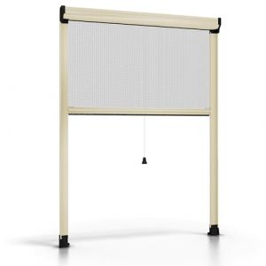 ESTO Moustiquaire à rouleau pour fenêtre différentes tailles et couleurs, en maille, à encastrer, pour fenêtres coulissantes, avec rouleau et cadre, ivoire / 160 cm / 120 cm (BRICONATURA, neuf)