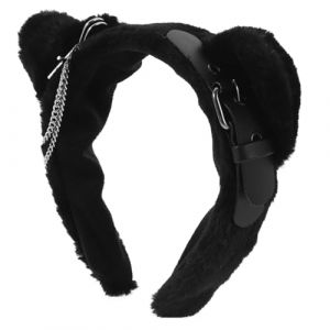 VALICLUD bandeau oreilles de chat Noir accessoires velu adultes bandeau d'oreille de chat Cosplay peluche cotillons de chat bandeaux oreilles de chat Alliage de zinc Black (Cedongh, neuf)