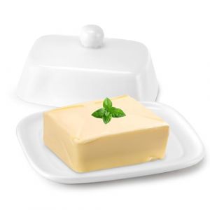 Zikenis Beurrier en céramique avec couvercle,Boite à Beurre,Récipient à beurre,Beurrier avec poignée,passe au lave-vaisselle,pour Conserver et Servir Votre Beurre (Blanc) (ZIEDONIS XXXL, neuf)