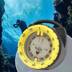Boussole de plongée magnétique puissante de 50 m, boussole de plongée, tube de serrage sous l'eau LuminousCompass avec aiguille latérale porte-clip pour fenêtre latérale, jaune (popmall-eu, neuf)